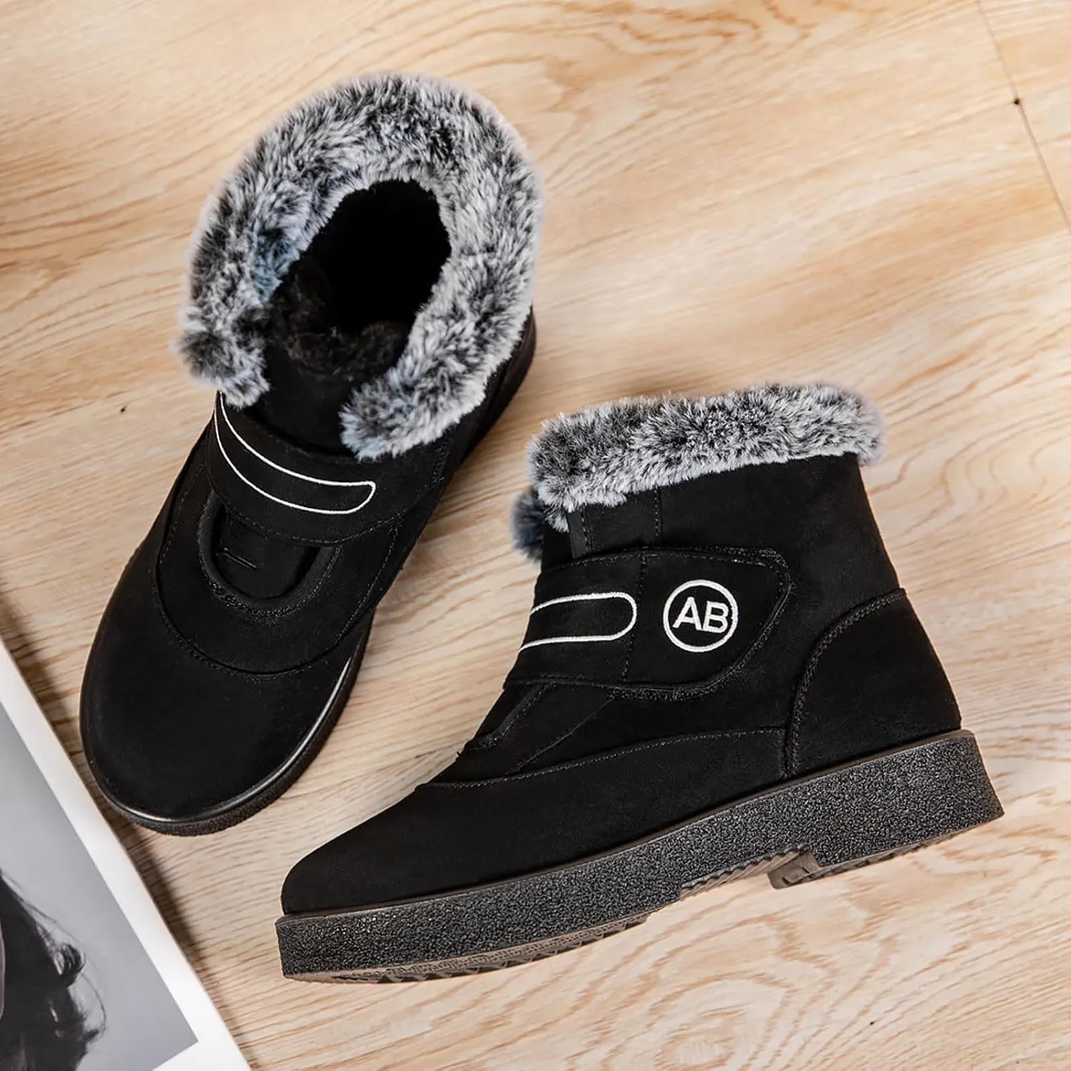 Womens Winter Boots Warm Fur Lined Boots Casual Waterproof Snow Boots Slip On Short Boots for Cold Weather