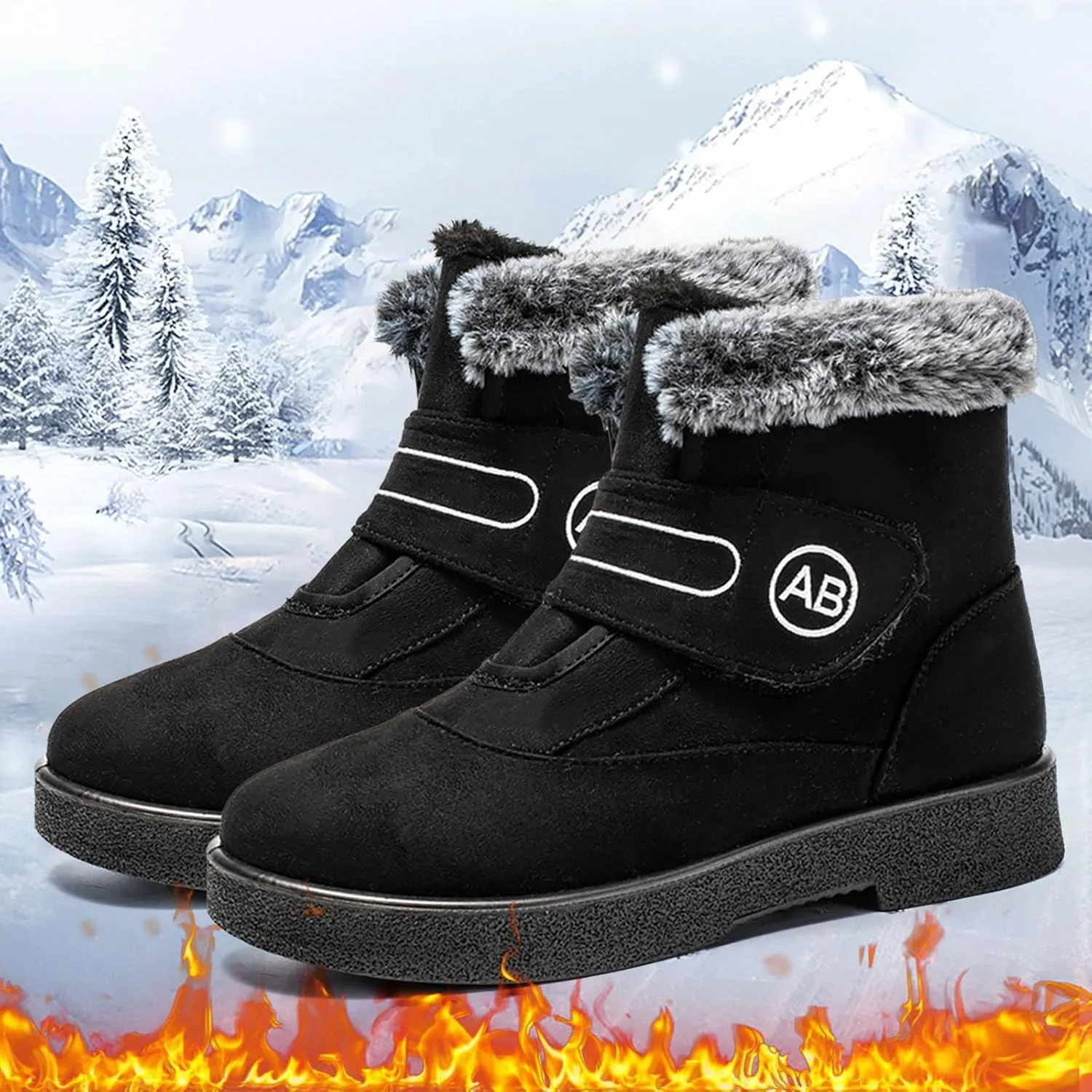 Womens Winter Boots Warm Fur Lined Boots Casual Waterproof Snow Boots Slip On Short Boots for Cold Weather