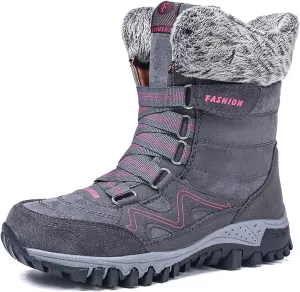 Women's Winter Snow Boots Waterproof Ankle booties Fur Lined Warm Ski Boots Outdoor Hiking Boots Lace Up Short Boots