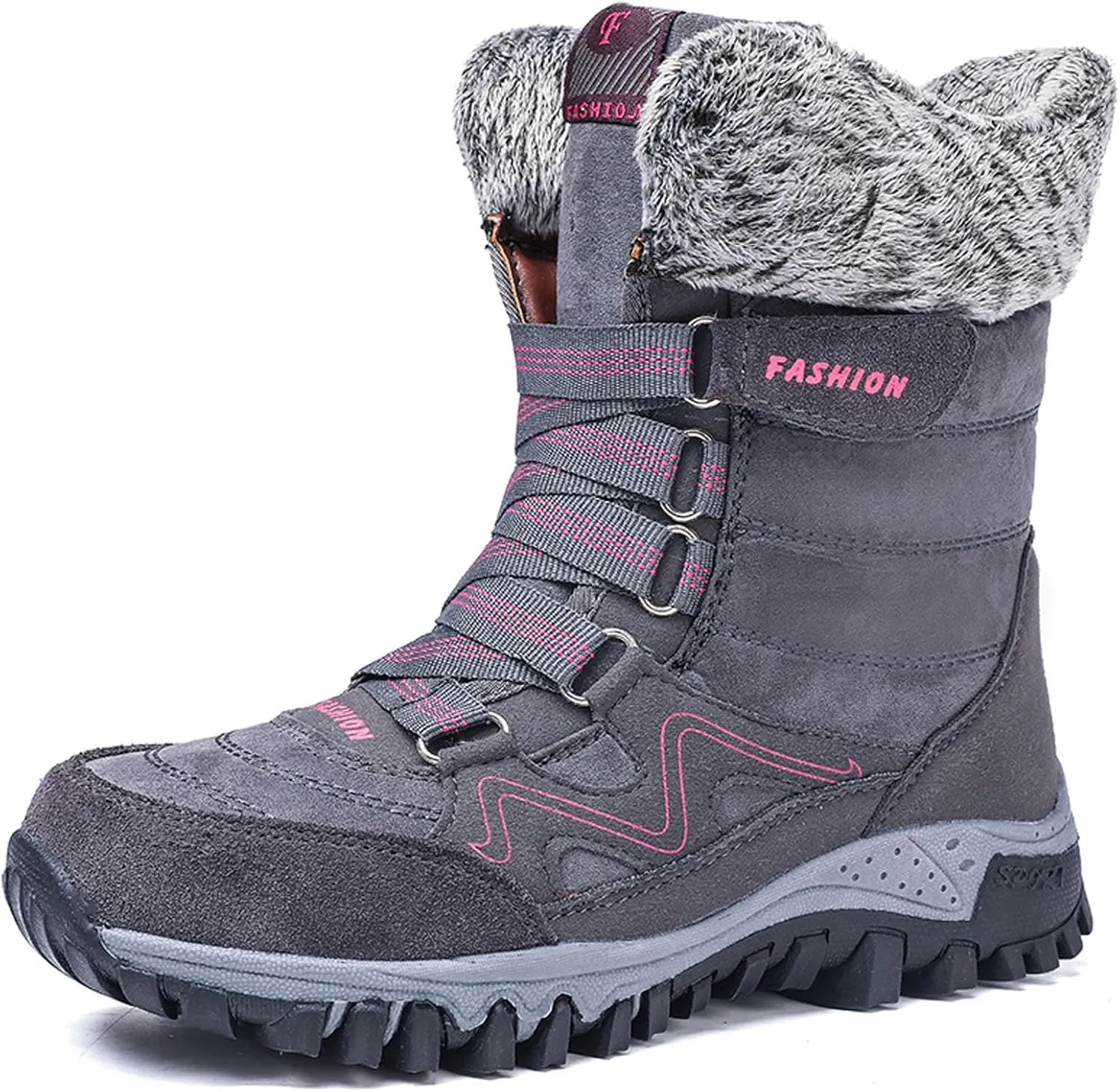 Women's Winter Snow Boots Waterproof Ankle booties Fur Lined Warm Ski Boots Outdoor Hiking Boots Lace Up Short Boots