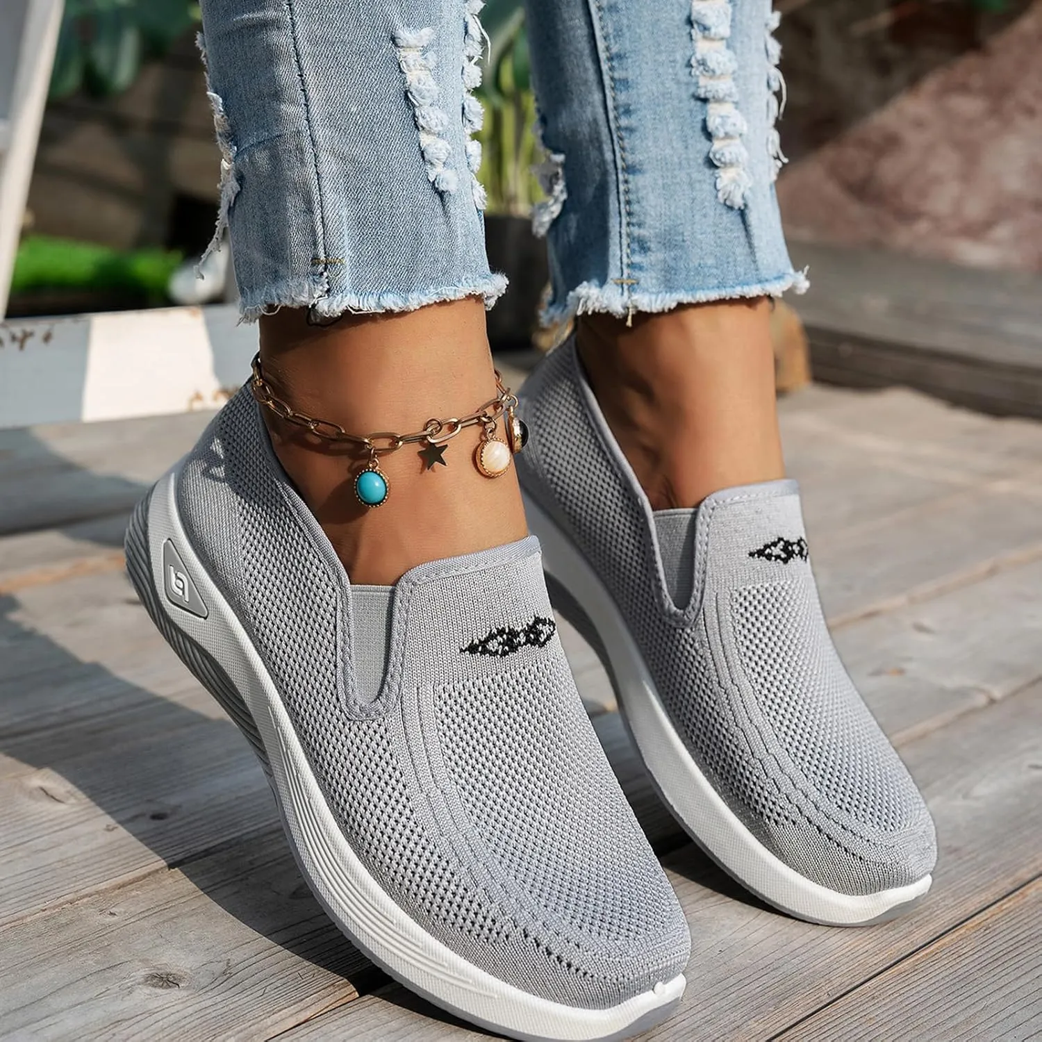 Women's Woven Orthopedic Breathable Soft Shoes Go Walk Slip on Shoes Diabetic Foam Shoes Hands Free Slip on Sneakers with Arch Support for Women