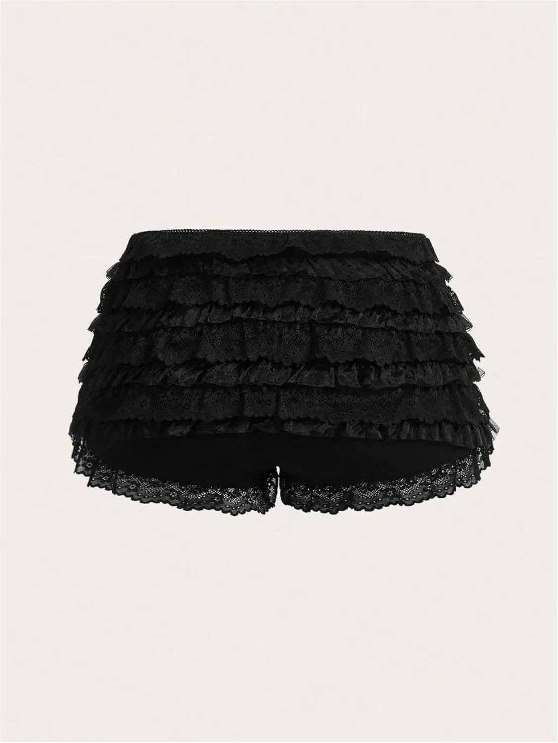 Women's Y2K Ruffle Lace Shorts Lolita Bloomers Layered Low Waisted Shorts Bow Front Pumpkin Short Pants