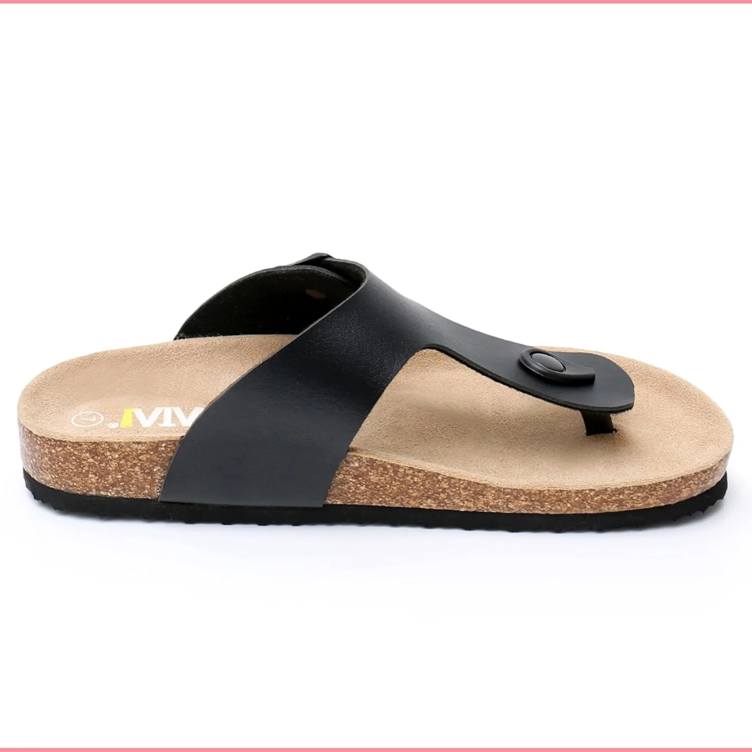 WTW Cork Footbed Womens Sandals Genuine Leather Insole Slides Sandals for Women Adjustable Buckle Summer Sandals Outdoor Walking