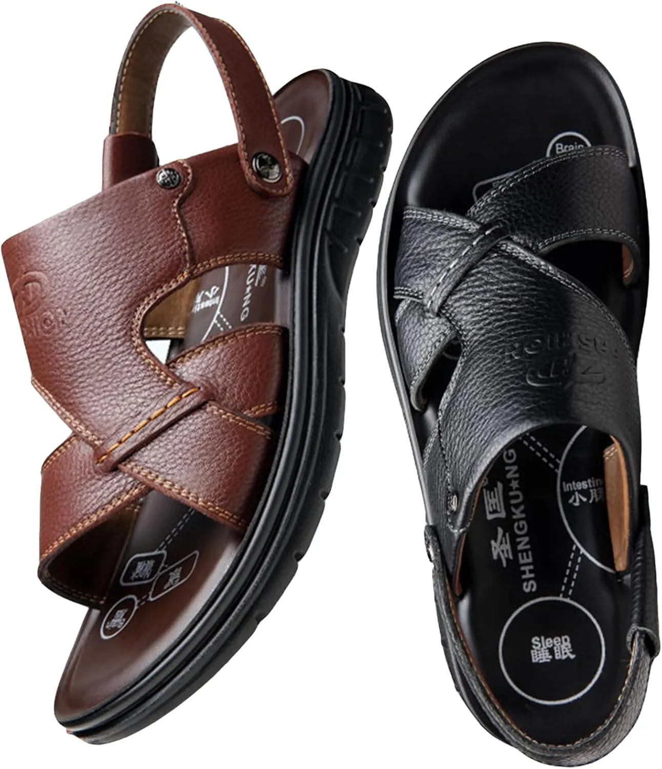 WUIWUIYU Men's Casual Sandals Open-Toe Sport Hiking & Outdoor Walking Water Sandals Beach Slippers Summer Home Shoes