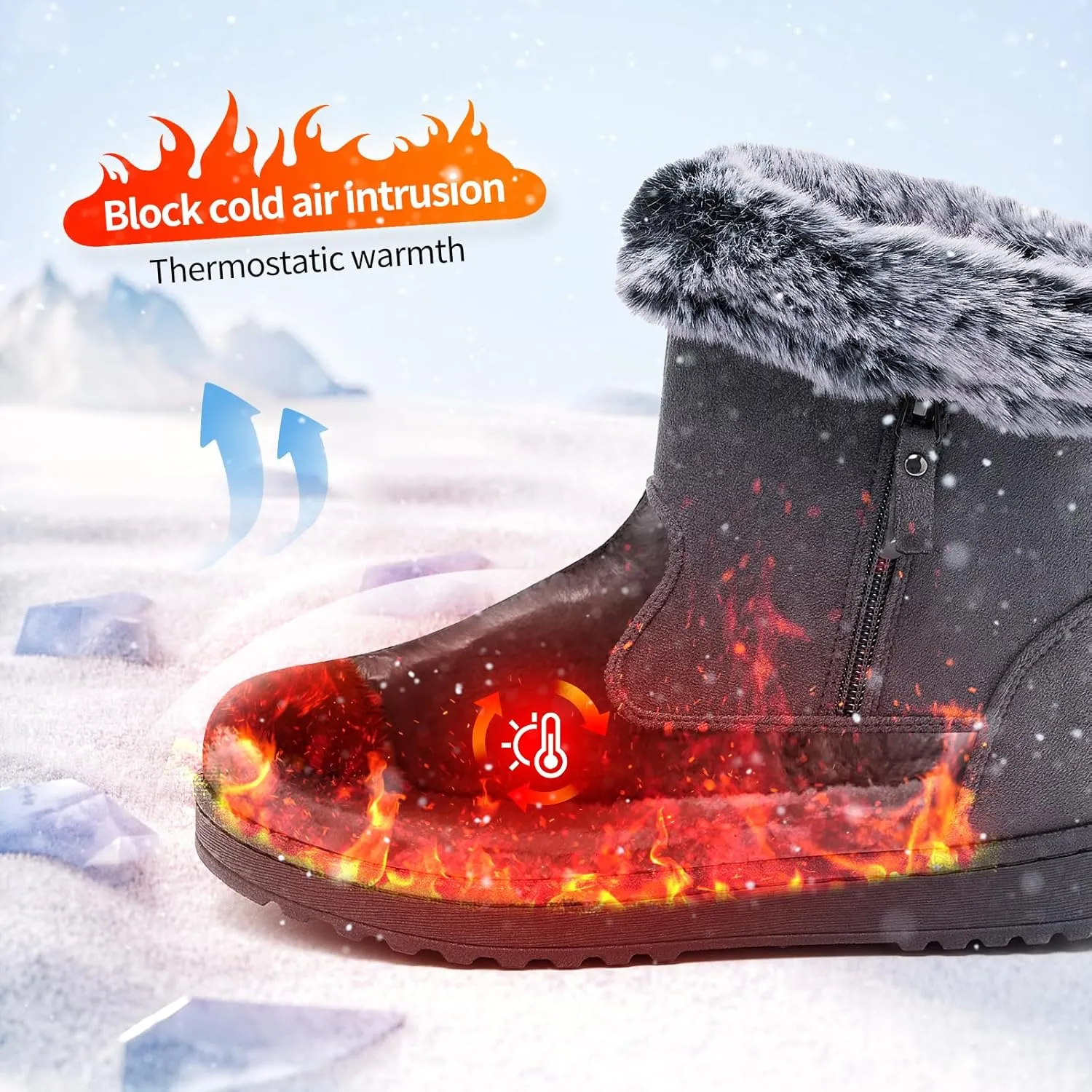 yageyan womens winter boots Mid calf snow booties fur lined womens warm ankle booties for outdoors