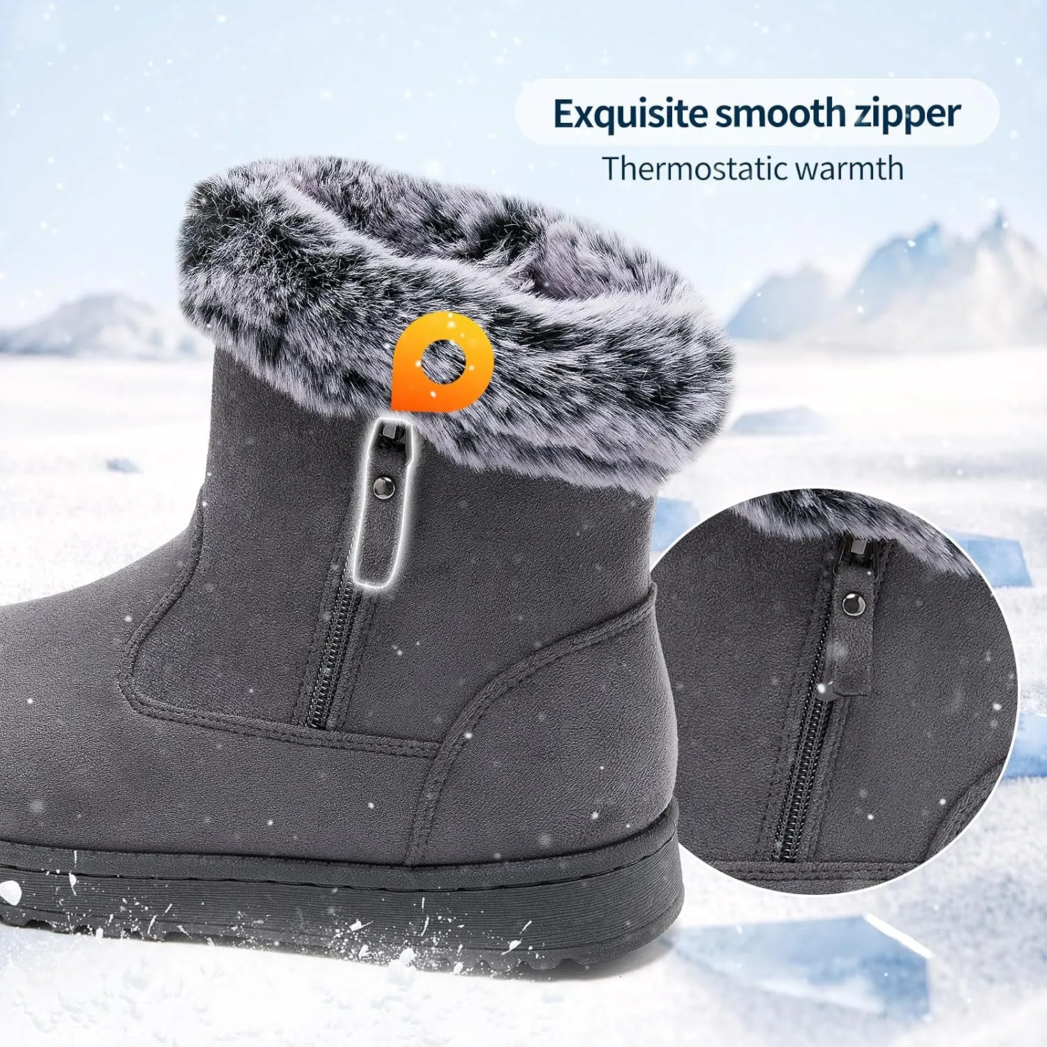 yageyan womens winter boots Mid calf snow booties fur lined womens warm ankle booties for outdoors
