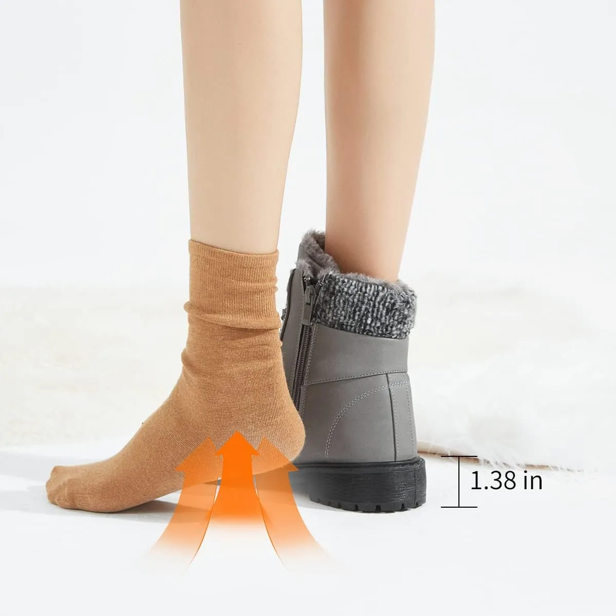 yageyan Womens Winter Snow Boots Warm Fur Lined Winter Water-resistan Ankle Booties Zipper Anti-Slip Combat Boots