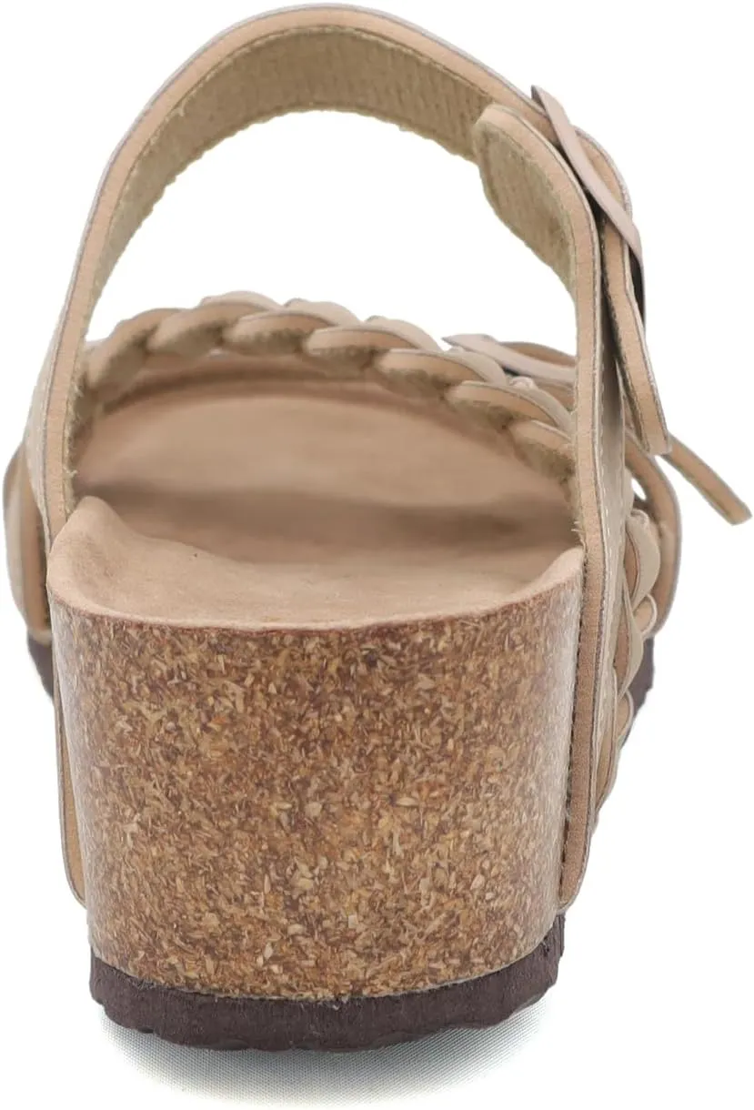 YOKI LORAYN-02 Women's Wedge Sandals Cork Bottom Double Buckle with Braided Strap, Platform Sandals Women, Arch Support Sandals Women's Summer Sandals