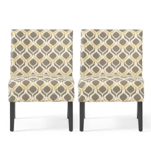 Yokota 22.5" Wide Polyester Slipper Chair (Set of 2) Highland Dunes Fabric: Yellow/Gray Polyester Blend