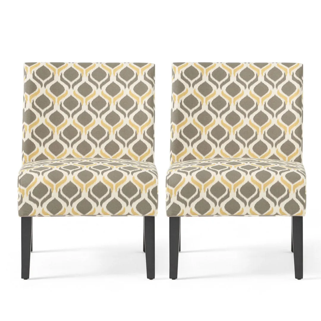 Yokota 22.5" Wide Polyester Slipper Chair (Set of 2) Highland Dunes Fabric: Yellow/Gray Polyester Blend
