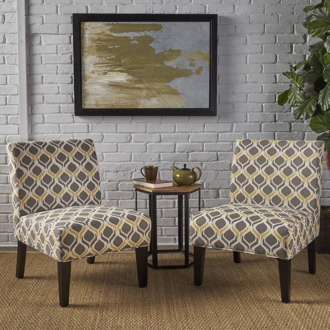 Yokota 22.5" Wide Polyester Slipper Chair (Set of 2) Highland Dunes Fabric: Yellow/Gray Polyester Blend