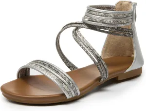 youngshow Women's Sandals Elastic Strappy String Thong Ankle Strap Flip Flops Summer Beach Gladiator Shoes Black