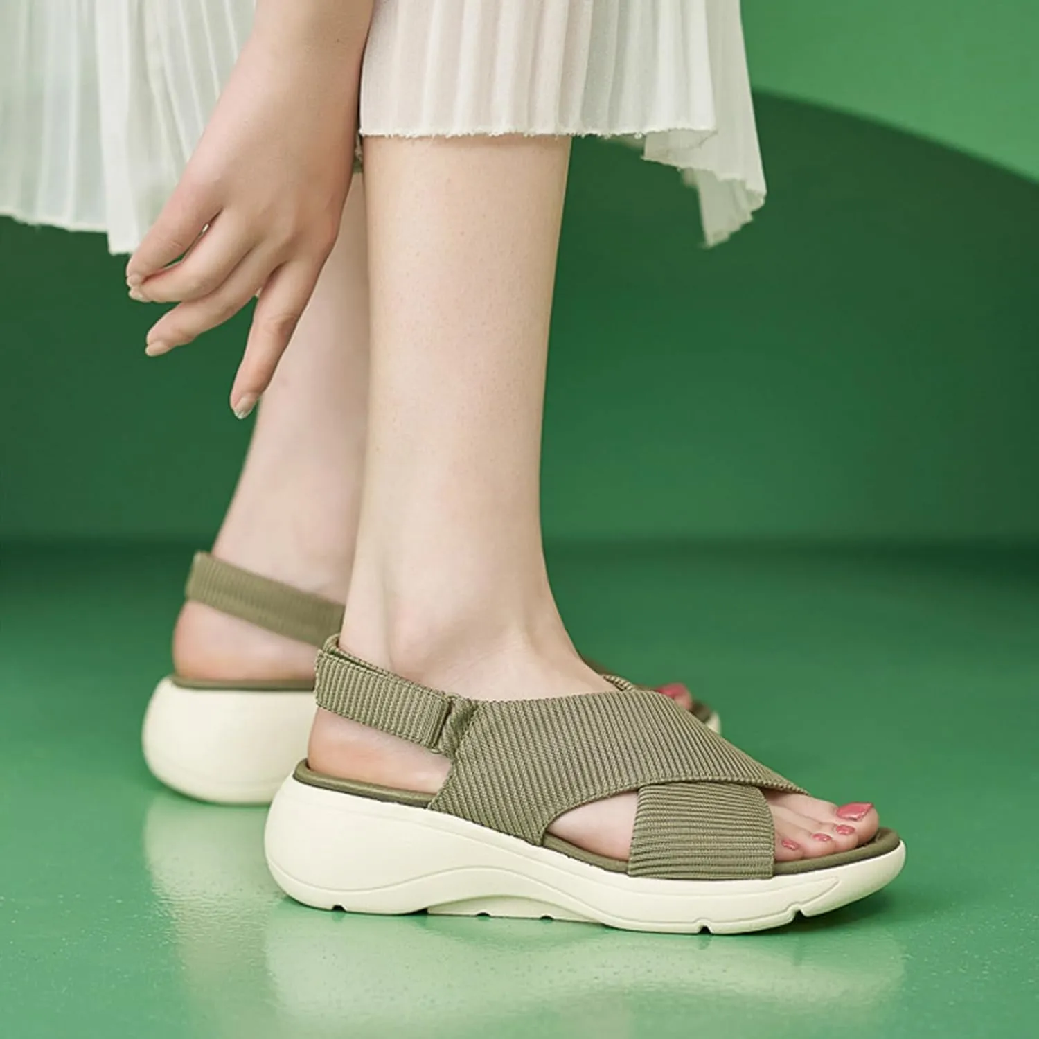 YTINGNICE Casual Cross Strap Platform Sandals For Women,Women Summer Casual Platform Cross-Strap Sandals, Women's Orthopedic Sandals with Arch Support