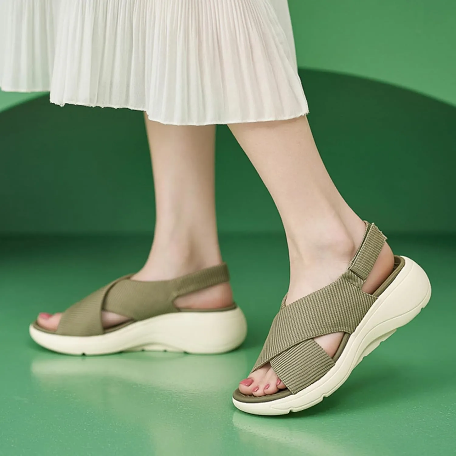 YTINGNICE Casual Cross Strap Platform Sandals For Women,Women Summer Casual Platform Cross-Strap Sandals, Women's Orthopedic Sandals with Arch Support