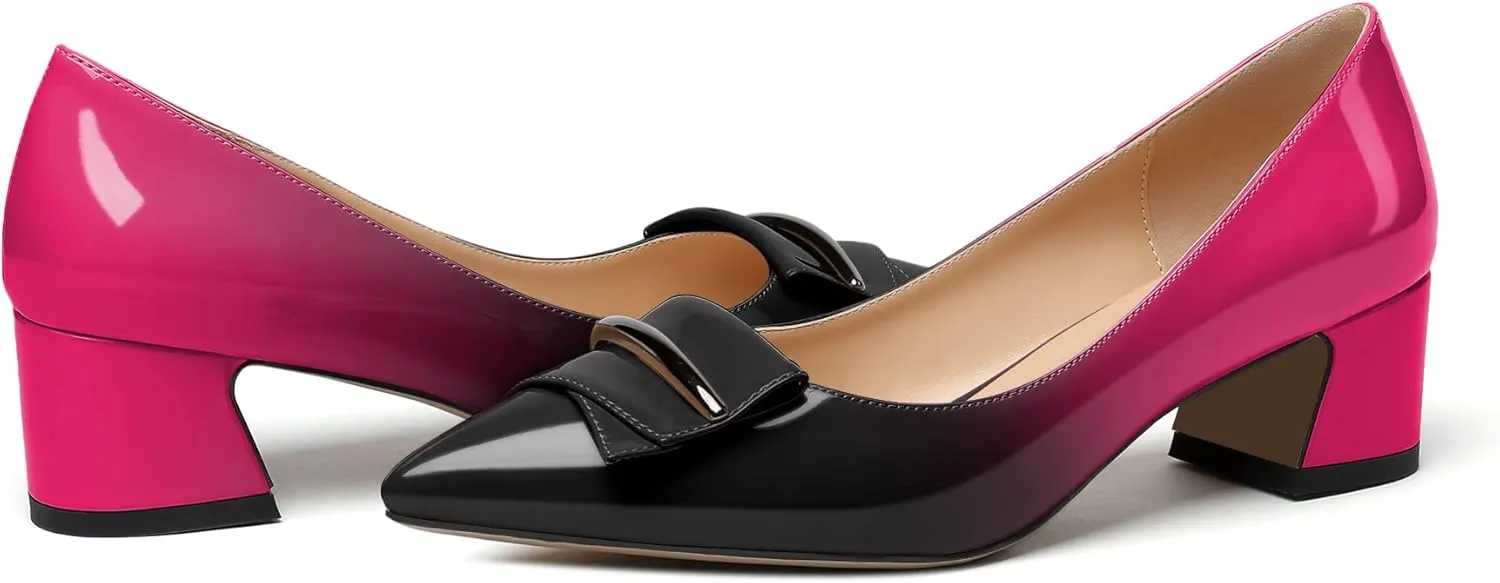 Zamikoo Women's Block Heel Pumps Low Heel Slip On Pointy Toe Wedding Dress Shoes US Size 5-13