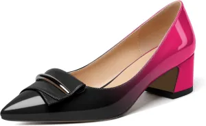 Zamikoo Women's Block Heel Pumps Low Heel Slip On Pointy Toe Wedding Dress Shoes US Size 5-13