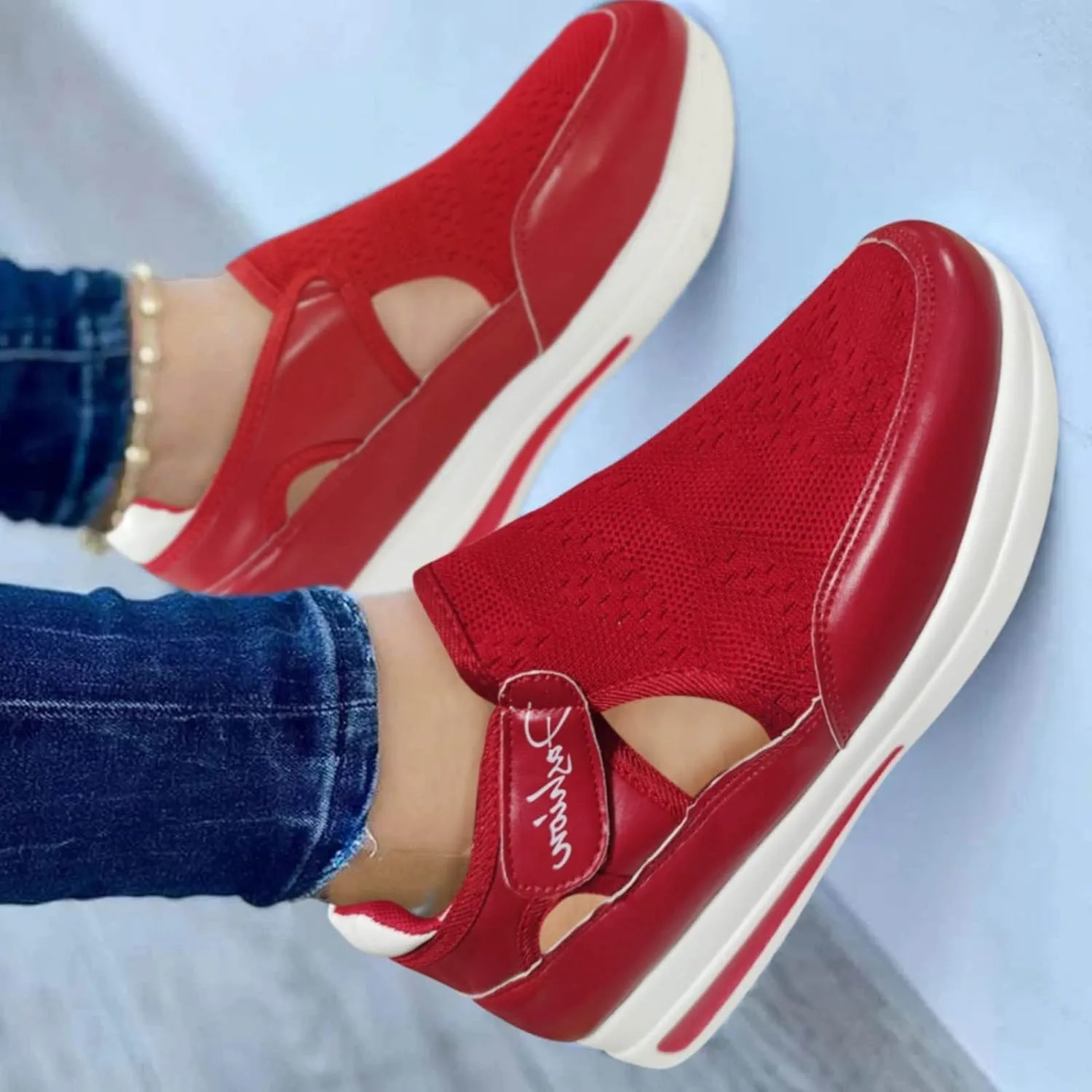 ZBYY Womens Summer Casual Sneakers Closed Toe Walking Breathable Outdoor Sandals Comfort Wedge Platform Loafers