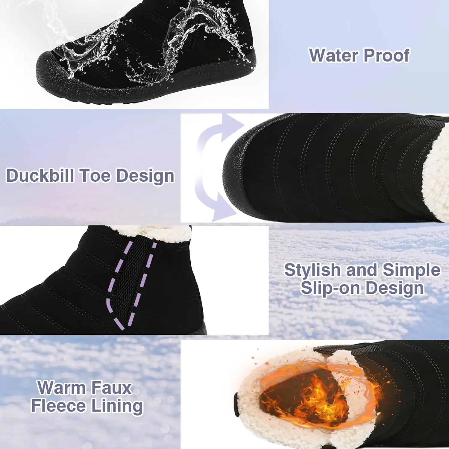 ZEENXIUYA Snow Boots Women Fashion Warm Waterproof Winter Lace-Up Ankle Boots Comfortable Thickened Warm Faux Fleece Lining Outdoor