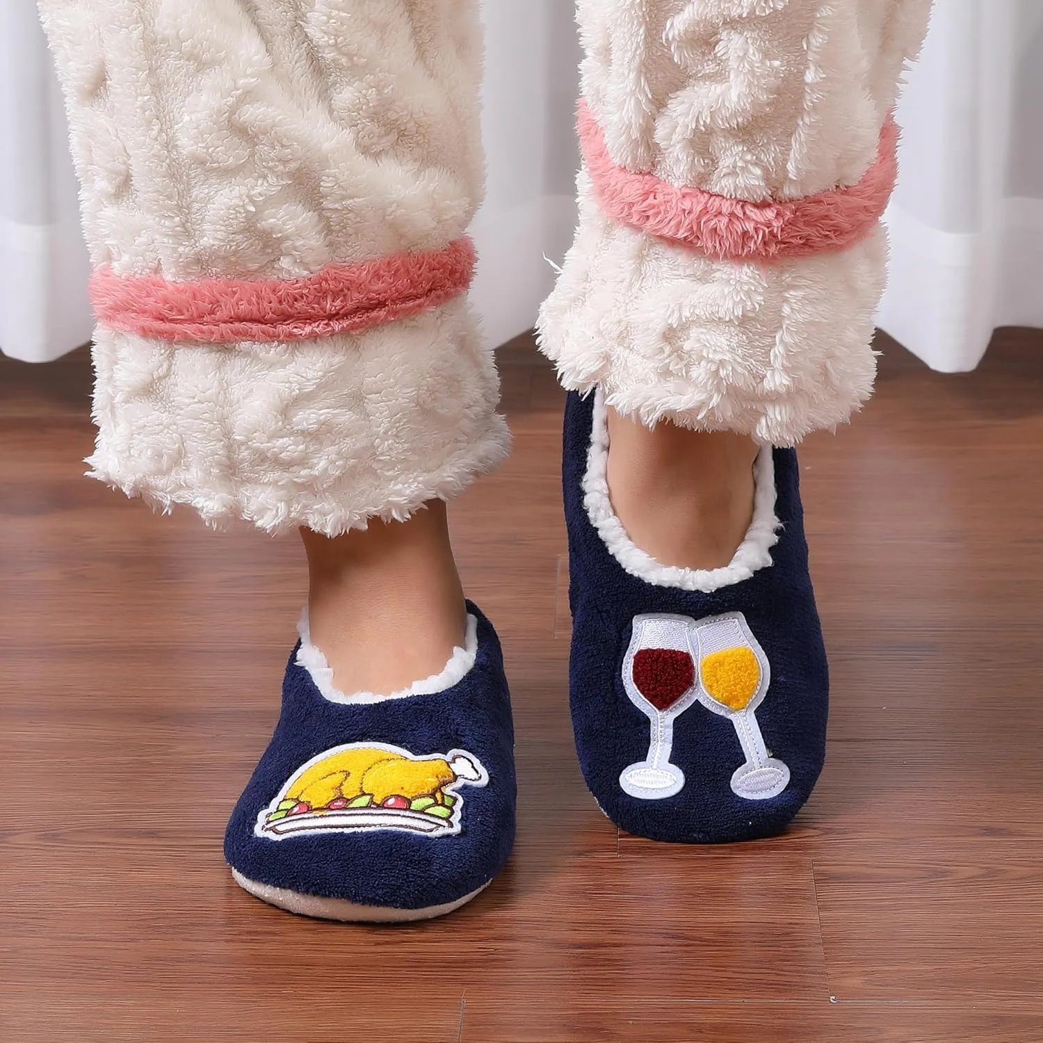 ZYZX Funny Slipper Socks for Women with Grippers Non Slip Winter Warm Soft Cozy House Cute Slippers Fleece Lining Indoor Fuzzy Socks Gifts Slippers